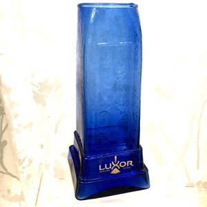 Luxor Hotel Casino Cobalt Blue Glass Vase Las Vegas Vintage